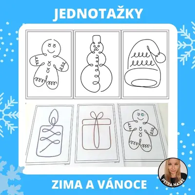 Jednotažky - Zima a Vánoce (grafomotorika)