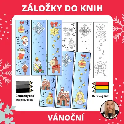 Vánoční záložky (omalovánky)