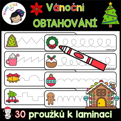 VÁNOČNÍ OBTAHOVÁNÍ - grafomotorické proužky