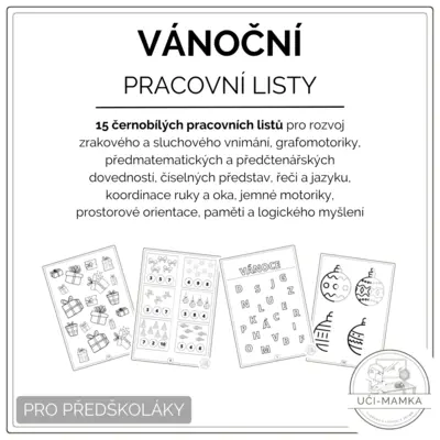 Vánoční pracovní listy pro předškoláky