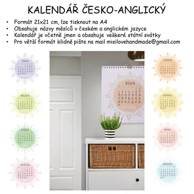 Kalendář česko-anglický pro rok 2024