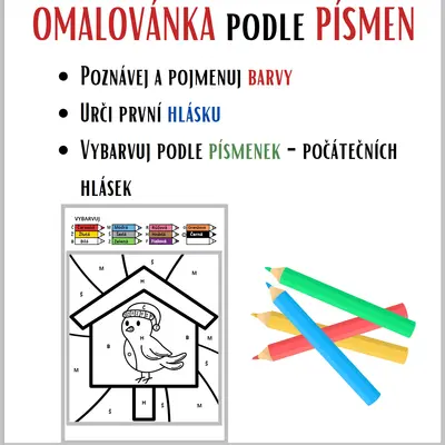 Omalovánka podle PÍSMEN (PTÁČEK)