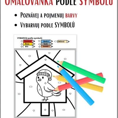 Omalovánka podle SYMBOLŮ (PTÁČEK)