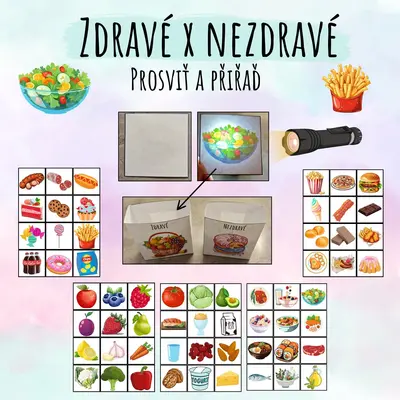 Prosviť a přiřaď - Zdravé x nezdravé jídlo