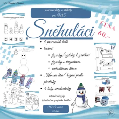 Sněhuláci - pracovní listy a aktivity pro MŠ