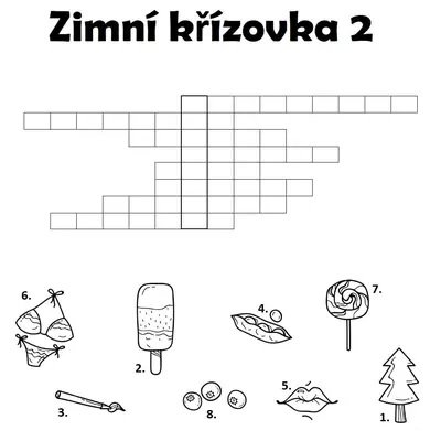 Zimní křížovka s obrázky (zdarma)