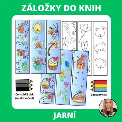 Jarní záložky (omalovánky a jednotažky)