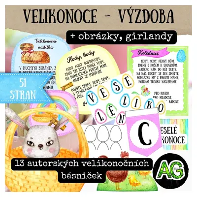 Velikonoční výzdoba, autorské básničky, girlanda, obrázky