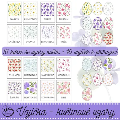 Vajíčka květinové vzory - Přiřazování
