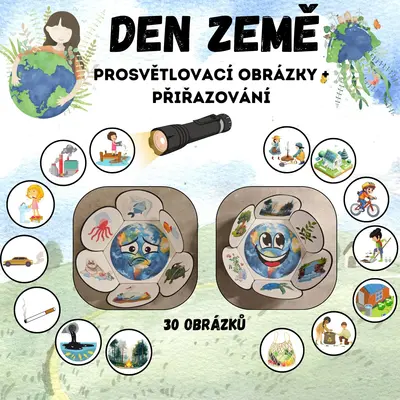 Den země, chráníme naši planetu - prosvětlovací obrázky + přiřazování