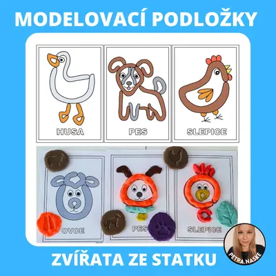 Zvířata ze statku - modelovací podložky (omalovánky)