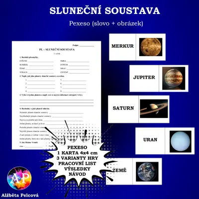 SLUNEČNÍ SOUSTAVA PEXESO (slovo + obrázek)