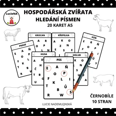 HOSPODÁŘSKÁ ZVÍŘATA - HLEDÁNÍ PÍSMEN