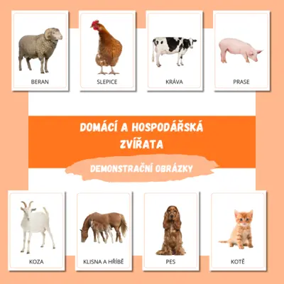 DOMÁCÍ A HOSPODÁŘSKÁ ZVÍŘATA - demonstrační obrázky