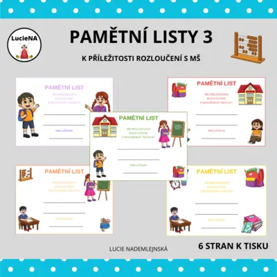 PAMĚTNÍ LISTY DO MŠ 3