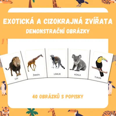 EXOTICKÁ A CIZOKRAJNÁ ZVÍŘATA - demonstrační obrázky
