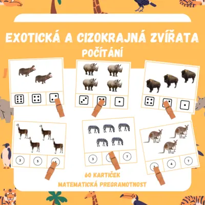 EXOTICKÁ A CIZOKRAJNÁ ZVÍŘATA - počítání