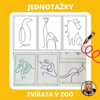 Zvířata v ZOO - jednotažky (grafomotorika)