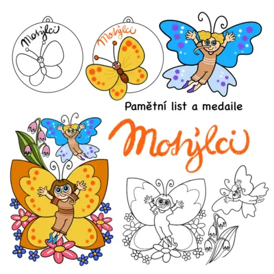 Motýlci - pamětní list a medaile