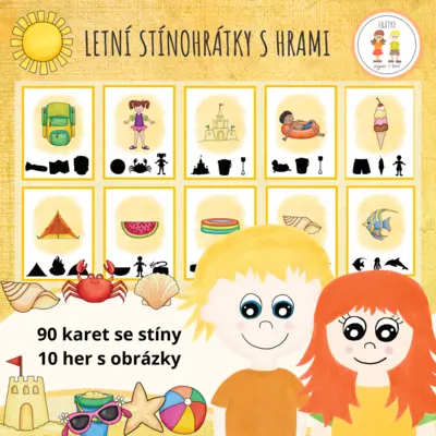 Letní stínohrátky s hrami - 90 karet s obrázky