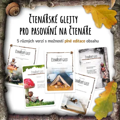 Čtenářské diplomy glejty pro pasování na čtenáře