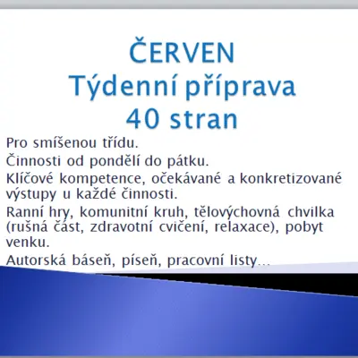 Týdenní příprava červen: Den dětí, den otců, doprava, dovolená, pohádka o Šípkové Růžence