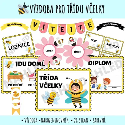 Výzdoba a narozeninovník - Včelky, Včeličky