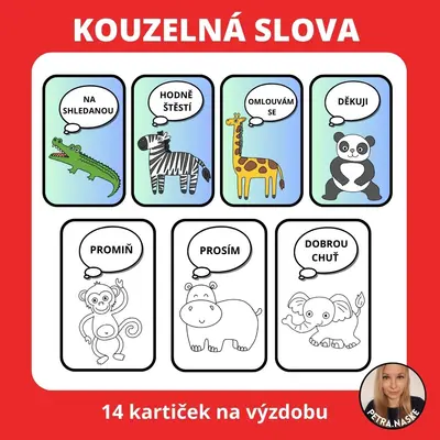 Kouzelná slovíčka, výzdoba třídy a omalovánky - ZOO