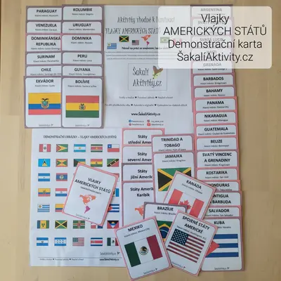  Vlajky amerických států - demonstrační karty 