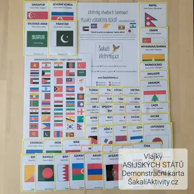  Vlajky asijských států - demonstrační karty 
