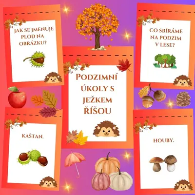 Hádanky na plot - Podzimní úkoly s ježkem Ríšou