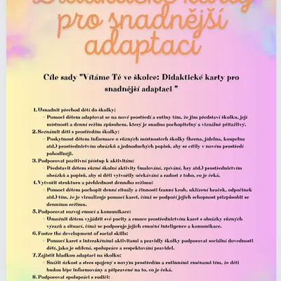 Didaktické karty pro snadnější adaptaci dětí