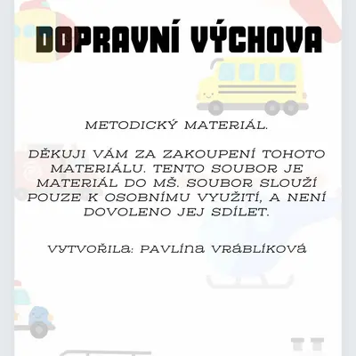 Dopravní výchova – soubor didaktických karet