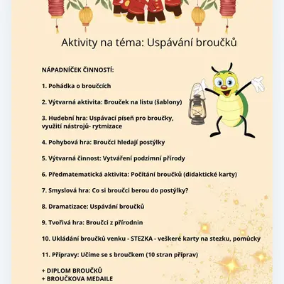 Uspávání broučků - stezka, přípravy, aktivity