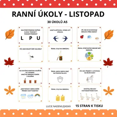 RANNÍ ÚKOLY - LISTOPAD