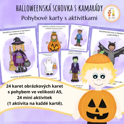 Halloweenská schovka s kamarády - Pohybové karty s mini aktivitami 