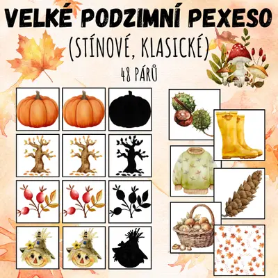 VELKÉ PODZIMNÍ STÍNOVÉ (nebo klasické) PEXESO
