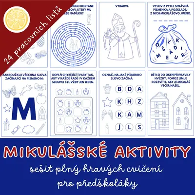 MIKULÁŠSKÉ AKTIVITY - SEŠIT PLNÝ HRAVÝCH CVIČENÍ PRO PŘEDŠKOLÁKY
