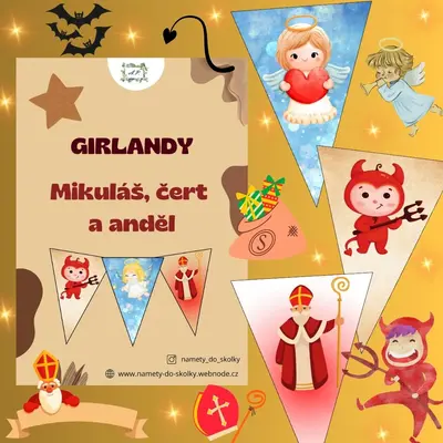 Girlanda - Mikuláš, čert a anděl 