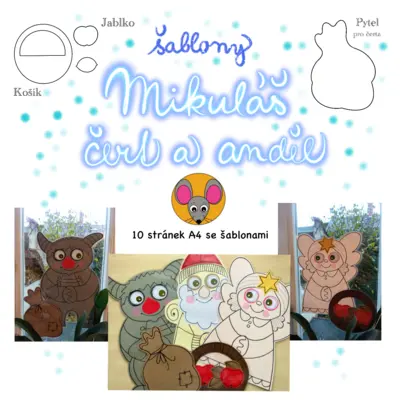 Mikuláš, čert a anděl - šablony