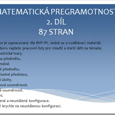 Matematická pregramotnost 2. díl, Předmatematické činnosti.