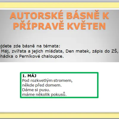 Autorské básně k přípravě květen