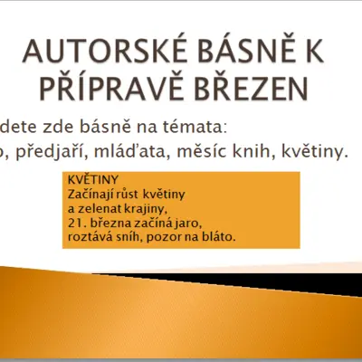 Autorské básně k přípravě březen
