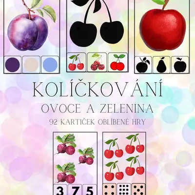 Kolíčkování - Ovoce a zelenina - 92 kartiček