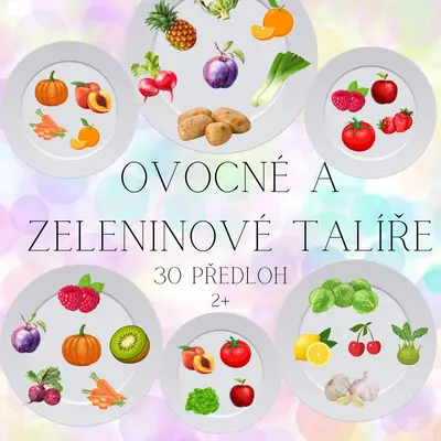 Ovocné a zeleninové talíře - 30 obrázků k procvičování zrakového vnímání