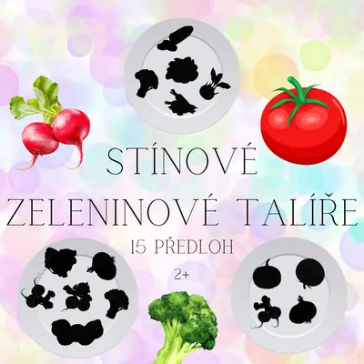 Stínové zeleninové talíře - 15 obrázků k procvičování zrakového vnímání