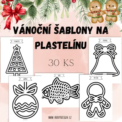 Vánoční šablony na plastelínu - 30 šablon