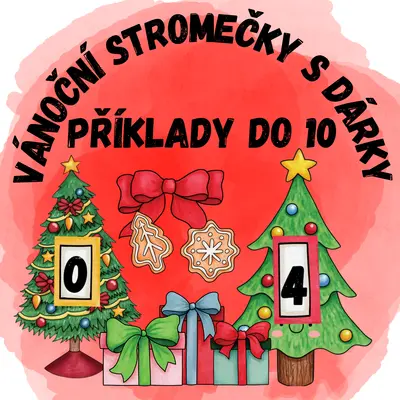 Vánoční stromečky s dárky - počítání do 10
