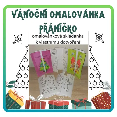 VÁNOČNÍ omalovánka - PŘÁNÍČKO 