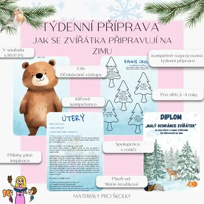 Týdenní příprava - Zvířátka v zimě pro nejmenší